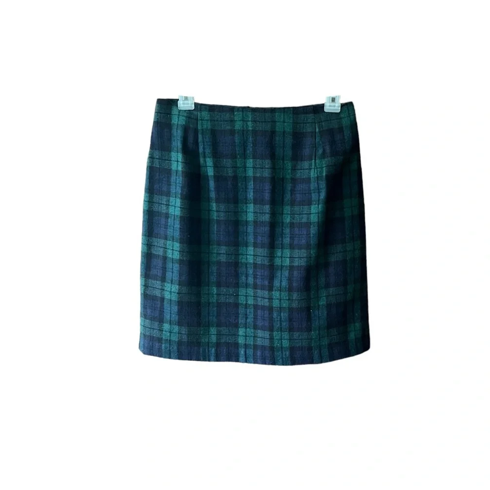 Vintage Academia plaid wool blend mini skirt.